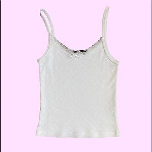 Brandy Melville White Heart Eyelet Lace Skylar Top